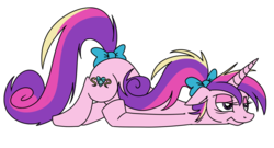 Size: 1024x552 | Tagged: safe, artist:adrik-the-bat, princess cadance, g4, female, floppy ears, prone, simple background, solo, teen princess cadance, tired, transparent background, wingless
