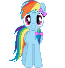 Size: 128x133 | Tagged: safe, artist:onil innarin, derpibooru exclusive, rainbow dash, pony, g4, blushing, c:, cute, dashabetes, female, girly, hair bow, looking at you, mare, pixel art, rainbow dash always dresses in style, simple background, solo, tomboy taming, transparent background