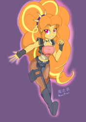 Size: 2894x4093 | Tagged: safe, artist:demonfox, adagio dazzle, equestria girls, g4, belly button, borderlands, breasts, busty adagio dazzle, cleavage, clothes, commission, cosplay, costume, female, fingerless gloves, gloves, midriff, siren (borderlands), solo