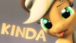 Size: 500x281 | Tagged: safe, artist:indigosfmworks, applejack, earth pony, pony, g4, 3d, female, looking at you, silly, silly pony, solo, source filmmaker, tongue out