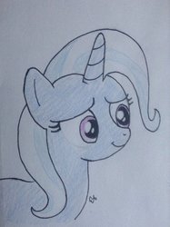 Size: 1024x1371 | Tagged: safe, artist:xxarianagrandefanxx, trixie, pony, unicorn, g4, bust, colored pencil drawing, female, mare, sketch, solo, traditional art