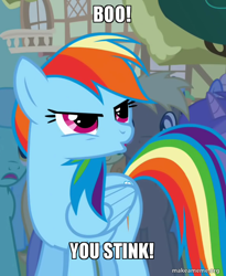 Size: 590x720 | Tagged: safe, rainbow dash, g4, boo, image macro, makeameme.org, meme