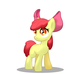 Size: 1600x1800 | Tagged: safe, artist:oddwarg, apple bloom, earth pony, pony, g4, apple bloom's bow, blank flank, bow, female, filly, foal, hair bow, shadow, simple background, solo, transparent background