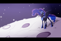 Size: 3000x2050 | Tagged: safe, artist:thelujidp, nightmare moon, g4, banishment, female, high res, moon, solo, spread wings, stars