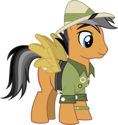 Size: 6021x6408 | Tagged: dead source, safe, artist:pink1ejack, daring do, quibble pants, earth pony, pony, g4, stranger than fan fiction, absurd resolution, clothes, cosplay, costume, fake wings, male, simple background, stallion, transparent background, vector