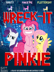 Size: 500x672 | Tagged: safe, fluttershy, pinkie pie, rarity, g4, disney, parody, religion in the comments, smiling, wreck-it ralph