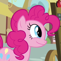 Size: 538x536 | Tagged: safe, screencap, pinkie pie, earth pony, pony, a friend in deed, g4, cropped, smiling