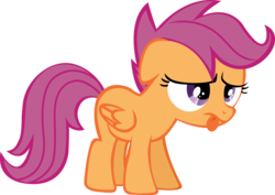 Size: 5103x3623 | Tagged: safe, artist:scootaion, scootaloo, pegasus, pony, g4, the cutie pox, :p, blank flank, cute, cutealoo, female, filly, floppy ears, foal, folded wings, simple background, solo, tongue out, transparent background, vector, wings