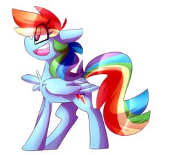 Size: 2217x2000 | Tagged: safe, artist:nekosnicker, rainbow dash, g4, chest fluff, cute, female, high res, open mouth, simple background, smiling, solo, wide eyes