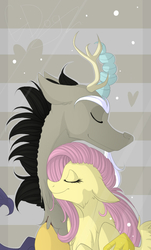 Size: 603x1000 | Tagged: dead source, safe, artist:battounicorn, discord, fluttershy, draconequus, pegasus, pony, g4, female, male, mare, ship:discoshy, shipping, straight