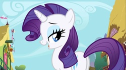 Size: 1100x618 | Tagged: safe, screencap, rarity, pony, unicorn, g4, the ticket master, bedroom eyes, butt, cute, female, flank, lidded eyes, looking back, mare, open mouth, plot, raribetes, rearity, solo, stupid sexy rarity