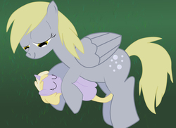 Size: 2340x1700 | Tagged: safe, artist:notablesilence, derpy hooves, dinky hooves, pegasus, pony, g4, duo, female, mare, sleeping