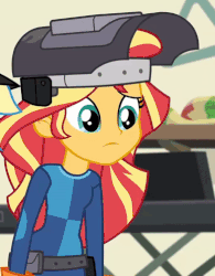 Size: 392x502 | Tagged: safe, screencap, sunset shimmer, equestria girls, g4, my little pony equestria girls: friendship games, animated, cropped, cute, female, shimmerbetes, sunset welder, welder