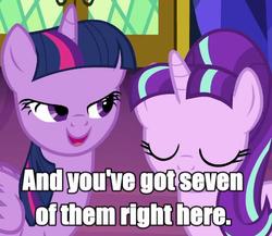 Size: 553x479 | Tagged: safe, edit, edited screencap, screencap, starlight glimmer, twilight sparkle, alicorn, pony, g4, the cutie re-mark, caption, cropped, eyes closed, lidded eyes, open mouth, out of context, subtitles, twilight sparkle (alicorn)