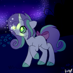 Size: 2200x2200 | Tagged: safe, artist:mississippikite, oc, oc only, oc:sweet pine, dracony, firefly (insect), hybrid, cloven hooves, high res, interspecies offspring, offspring, parent:spike, parent:sweetie belle, parents:spikebelle, solo