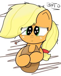 Size: 1024x1278 | Tagged: safe, artist:bronybehindthedoor, applejack, g4, digital art, female, hat, heart, looking at you, signature, solo