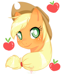 Size: 700x850 | Tagged: safe, artist:hatchet-ears, applejack, g4, cutie mark background, female, portrait, solo