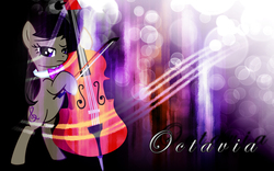 Size: 1440x900 | Tagged: safe, artist:saeiter, octavia melody, earth pony, pony, g4, bow (instrument), bowtie, bubble, cello, cello bow, female, musical instrument, solo, vector, wallpaper