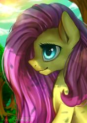 Size: 2507x3541 | Tagged: safe, artist:monochromacat, fluttershy, g4, bust, colored pupils, female, high res, portrait, profile, solo