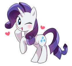Size: 600x550 | Tagged: safe, artist:ryuu, rarity, pony, unicorn, g4, blushing, cute, female, heart, looking at you, mare, one eye closed, open mouth, raribetes, simple background, solo, white background, wink