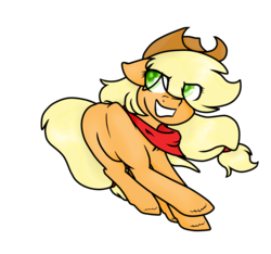 Size: 4800x4500 | Tagged: safe, artist:ponettedefeu, applejack, g4, absurd resolution, bandana, butt, butt bump, butt smash, female, floppy ears, grin, plot, simple background, smiling, solo, transparent background