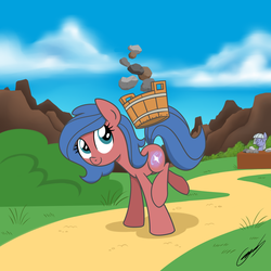 Size: 2000x2000 | Tagged: safe, artist:gearholder, limestone pie, oc, oc:skye, pony, g4, rock, solo