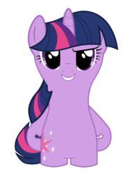 Size: 824x1032 | Tagged: safe, artist:proenix, artist:theedministrator765, derpibooru exclusive, edit, editor:palettepony895, twilight sparkle, pony, unicorn, g4, base used, cartoon network, cute, female, grin, mare, narrowed eyes, nood, noodified, not salmon, smiling, twiabetes, unicorn twilight, wat