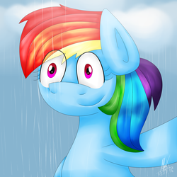 Size: 2500x2500 | Tagged: safe, artist:hurricanestarpegasus, rainbow dash, g4, female, high res, rain, solo