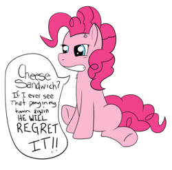 Size: 1416x1401 | Tagged: dead source, safe, artist:php47, pinkie pie, earth pony, pony, g4, cross-popping veins, emanata, female, mare, pink horse daily, sitting, solo, speech bubble
