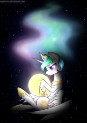 Size: 1024x1448 | Tagged: safe, artist:jadekettu, princess celestia, g4, female, solo, space, stars, sun, tangible heavenly object