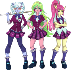 Size: 2480x2419 | Tagged: safe, artist:sparks220stars, lemon zest, sour sweet, sugarcoat, equestria girls, g4, my little pony equestria girls: friendship games, clothes, crystal prep academy, crystal prep academy uniform, crystal prep shadowbolts, high res, looking at you, pony ears, school uniform, simple background, transparent background