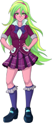 Size: 1355x3182 | Tagged: safe, artist:sparks220stars, lemon zest, equestria girls, g4, my little pony equestria girls: friendship games, clothes, crystal prep academy, crystal prep academy uniform, crystal prep shadowbolts, female, hand on hip, headphones, looking at you, school uniform, simple background, solo, transparent background