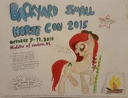 Size: 960x739 | Tagged: safe, artist:equusstorm, oc, oc only, oc:dismalette, advertisement, alabama, campfire, campout, solo, traditional art