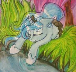 Size: 1145x1092 | Tagged: safe, artist:gleamydreams, princess luna, g4, female, solo, traditional art