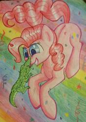 Size: 937x1334 | Tagged: safe, artist:gleamydreams, gummy, pinkie pie, g4, traditional art