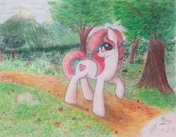 Size: 1884x1464 | Tagged: safe, artist:equusstorm, artist:gleamydreams, oc, oc only, earth pony, pony, female, mare, solo, traditional art, watermark