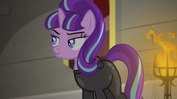 Size: 851x477 | Tagged: safe, artist:brutalweather studio, screencap, starlight glimmer, pony, unicorn, the cutie remark prequel, g4, female, s5 starlight, show accurate, sneaking suit, stealth suit, youtube link