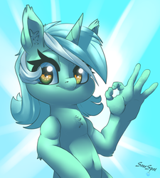 Size: 1685x1871 | Tagged: safe, artist:sourspot, lyra heartstrings, g4, chest fluff, ear fluff, female, hand, solo
