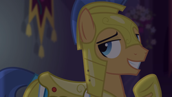 Size: 1366x768 | Tagged: safe, artist:brutalweather studio, screencap, flash sentry, pony, the cutie remark prequel, g4, armor, royal guard armor, show accurate, youtube link