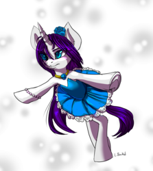 Size: 1578x1769 | Tagged: safe, artist:php154, artist:trojan-pony, rarity, pony, unicorn, semi-anthro, g4, alternate hairstyle, armpits, ballet, bipedal, clothes, colored pupils, female, sapphire eye rarity, solo, tutu, underhoof