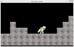 Size: 810x510 | Tagged: safe, derpibooru exclusive, derpy hooves, pegasus, pony, g4, fan game, female, game, mare, microsoft windows, pixel art, platformer, smiling, windows 8, wip