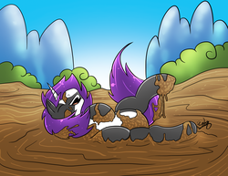 Size: 3300x2550 | Tagged: safe, artist:kiramoses, oc, oc only, oc:vissy, pony, cute, high res, horses doing horse things, mud, silly, silly pony, solo