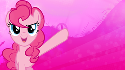 Size: 1920x1080 | Tagged: safe, artist:randomtmcr, pinkie pie, g4, open mouth, salute, vector, wallpaper