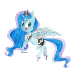 Size: 1310x1367 | Tagged: safe, artist:raiwee, princess luna, g4, blushing, ear fluff, female, simple background, solo, traditional art, transparent background
