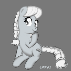 Size: 800x800 | Tagged: safe, artist:empyu, 30 minute art challenge, grayscale, monochrome, solo, young granny smith