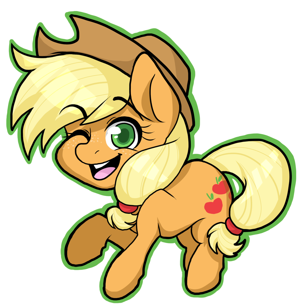 Safe Artist Twisted Sketch Applejack G Female One Eye Closed Raised Hoof