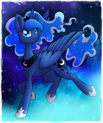 Size: 500x597 | Tagged: safe, artist:cutieanimals, princess luna, g4, female, flying, solo, space, stars