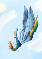 Size: 1024x1415 | Tagged: safe, artist:double-delight, rainbow dash, g4, female, sky, solo