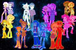 Size: 900x600 | Tagged: safe, artist:trungtranhaitrung, applejack, dean cadance, fluttershy, pinkie pie, princess cadance, rainbow dash, rarity, sci-twi, shining armor, sunset shimmer, twilight sparkle, equestria girls, g4, amy rose, blaze the cat, cream the rabbit, crossover, equestria girls-ified, humane five, humane seven, humane six, knuckles the echidna, male, miles "tails" prower, rouge the bat, shadow the hedgehog, silver the hedgehog, sonic the hedgehog, sonic the hedgehog (series)