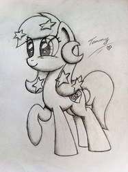 Size: 1936x2592 | Tagged: safe, artist:squeaky-belle, oc, oc only, oc:temmy, pony, drawing, female, mare, nation ponies, pencil drawing, ponified, singapore, sketchbook, solo, traditional art